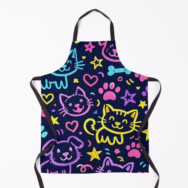 Item preview, Neon Pet Cat Dog Doodles Pattern designed and sold by SassyArtistry.
