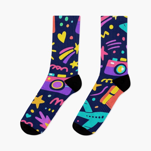 Item preview, Neon Travel Doodles Pattern designed and sold by SassyArtistry.