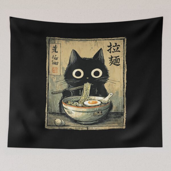 Item preview, Kawaii Kuro Neko Ramen Run Cat designed and sold by BASKF.