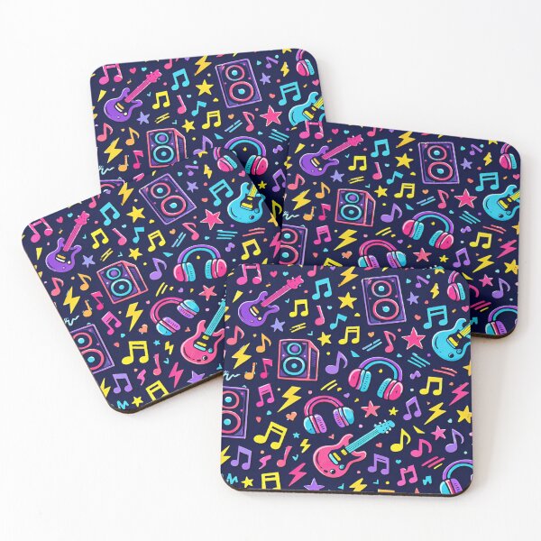 Item preview, Neon Music Doodles Pattern designed and sold by SassyArtistry.