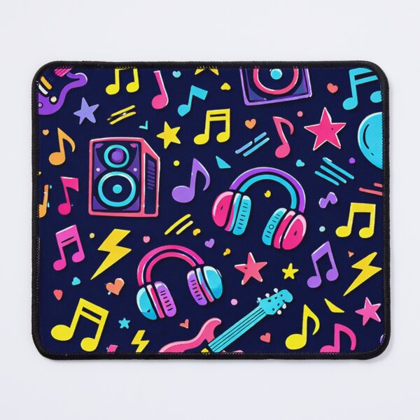 Item preview, Neon Music Doodles Pattern designed and sold by SassyArtistry.