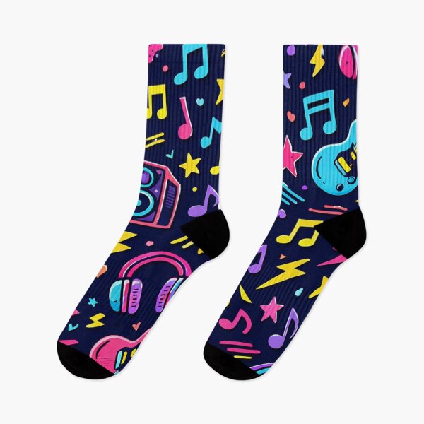 Item preview, Neon Music Doodles Pattern designed and sold by SassyArtistry.