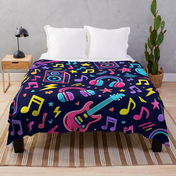 Item preview, Neon Music Doodles Pattern designed and sold by SassyArtistry.