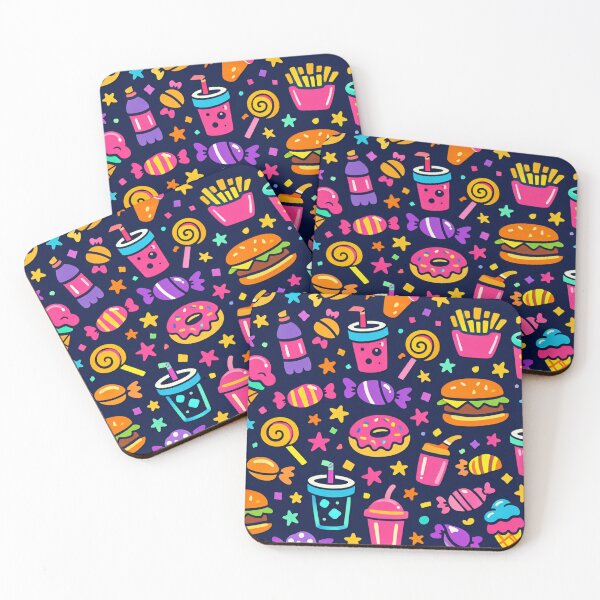 Item preview, Neon Fast Food Doodles Pattern designed and sold by SassyArtistry.