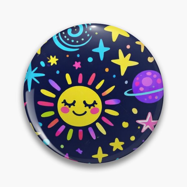 Item preview, Neon Space Planets Sun Moon Pattern designed and sold by SassyArtistry.