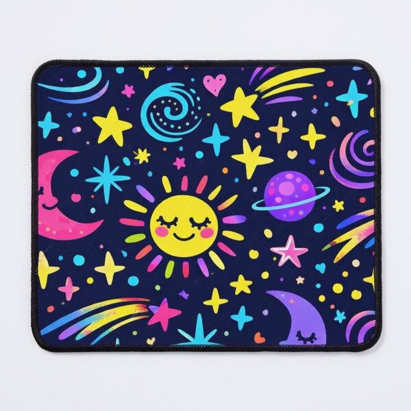 Item preview, Neon Space Planets Sun Moon Pattern designed and sold by SassyArtistry.