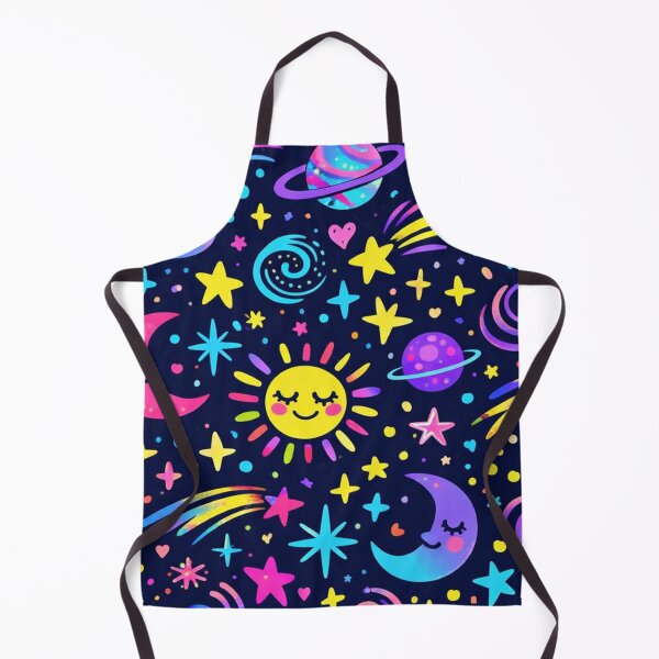 Item preview, Neon Space Planets Sun Moon Pattern designed and sold by SassyArtistry.