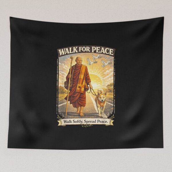 Item preview, Walk for Peace Monk and Peace Dog designed and sold by dianadouri.