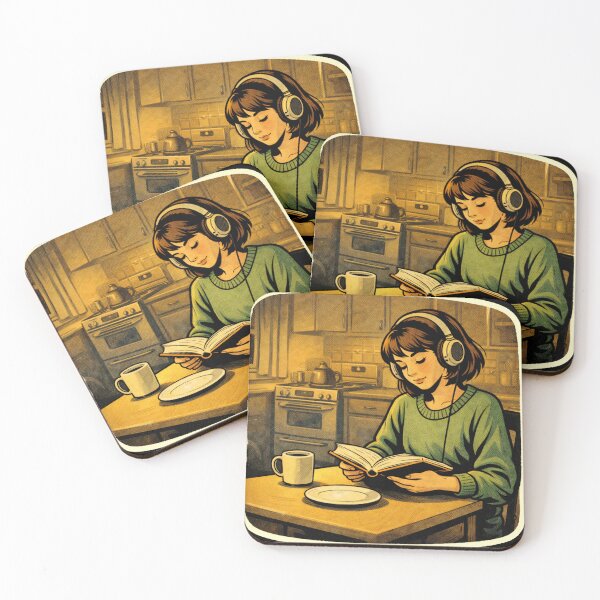 Item preview, Book Lover Lofi Girl – Morning Kitchen Reading – gift for book lovers • Retro Comics • Vintage Halftone designed and sold by JacobKAurumhead.