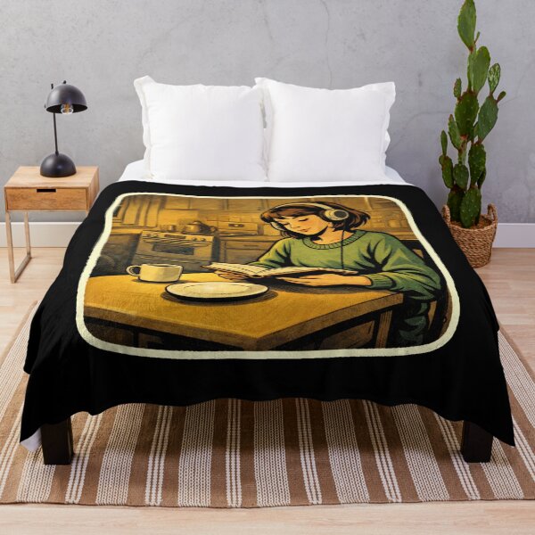 Item preview, Book Lover Lofi Girl – Morning Kitchen Reading – gift for book lovers • Retro Comics • Vintage Halftone designed and sold by JacobKAurumhead.