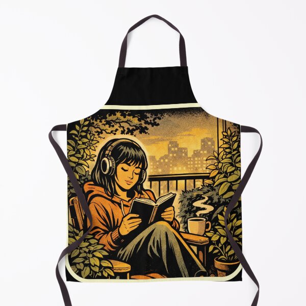Item preview, Book Lover Lofi Girl – Balcony Night Reading – gift for book lovers • Retro Comics • Vintage Halftone designed and sold by JacobKAurumhead.