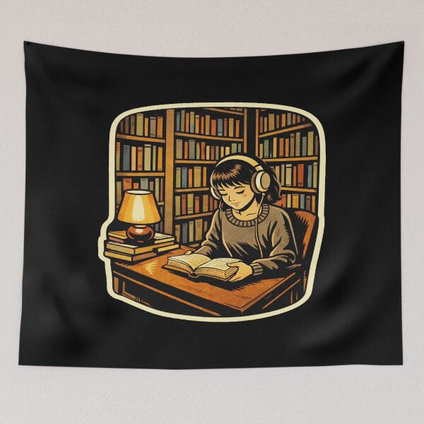 Item preview, Book Lover Lofi Girl – Quiet Library Reading – gift for book lovers • Retro Comics • Vintage Halftone designed and sold by JacobKAurumhead.