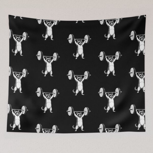 Item preview, Raccoon Lift Weights Funny Animal Gym designed and sold by salmzouriart.