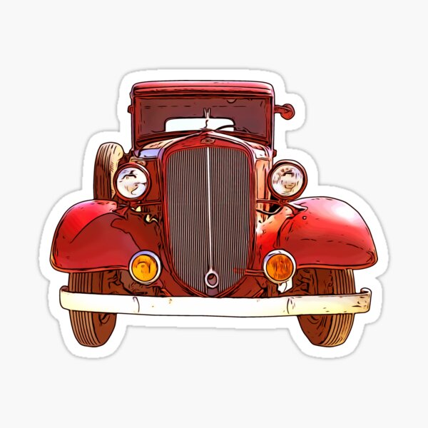 Old Red Car 1920s Sticker