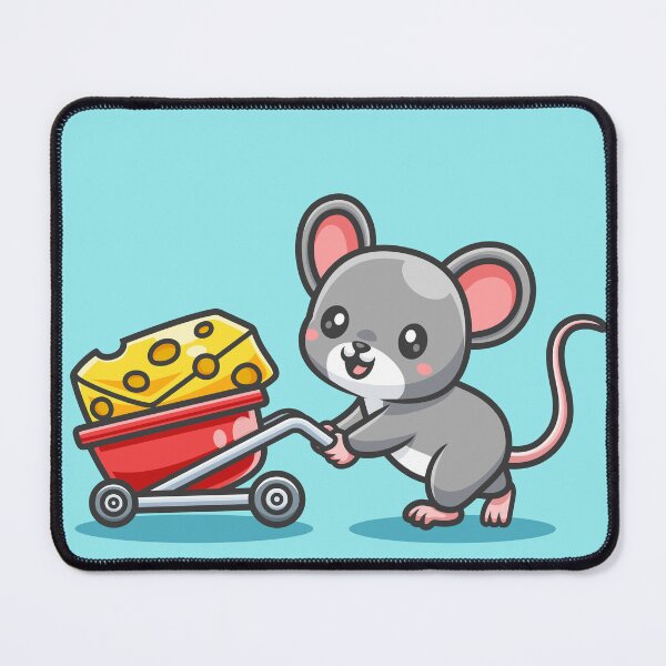 Item preview, Cute Mouse Bringing Cheese with Trolley – Cartoon Vector Icon Illustration (Animal & Food Theme) designed and sold by hjian8219.