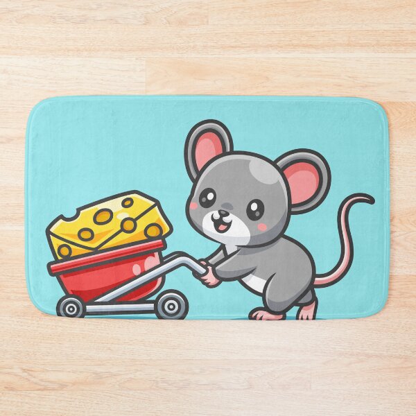 Item preview, Cute Mouse Bringing Cheese with Trolley – Cartoon Vector Icon Illustration (Animal & Food Theme) designed and sold by hjian8219.