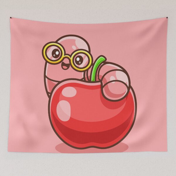 Item preview, Cute Caterpillar Eating Apple – Cartoon Vector Icon Illustration (Fruit & Animal Theme) designed and sold by hjian8219.