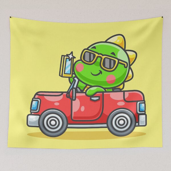 Item preview, Cute Baby Dino Taking Selfie in Car – Cartoon Vector Icon Illustration (Animal & Transportation Theme) designed and sold by hjian8219.