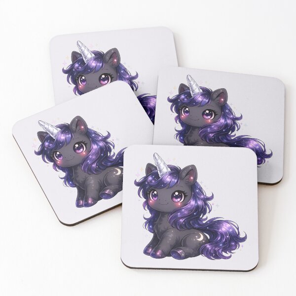 Item preview, Black and purple chibi goth kawaii unicorn designed and sold by FloreDreamStudio.