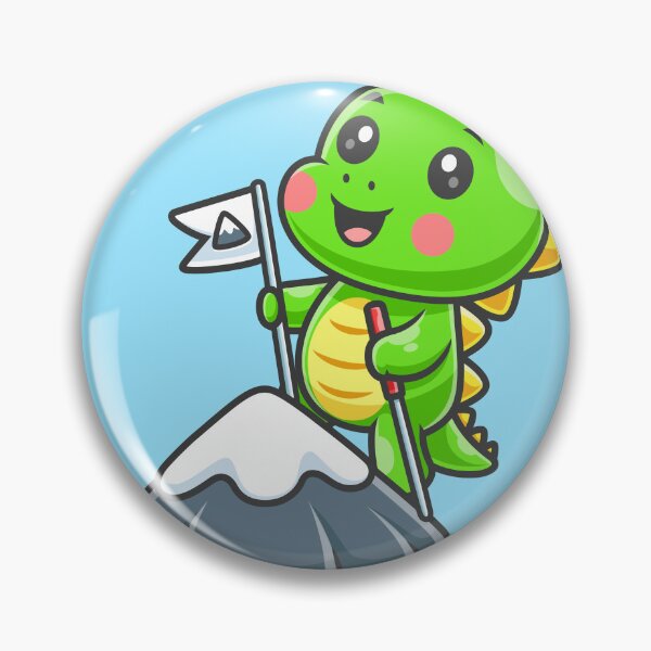 Item preview, Cute Baby Dino Hiking Mountain – Cartoon Vector Icon Illustration (Animal & Holiday Theme) designed and sold by hjian8219.
