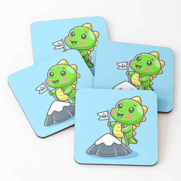 Item preview, Cute Baby Dino Hiking Mountain – Cartoon Vector Icon Illustration (Animal & Holiday Theme) designed and sold by hjian8219.