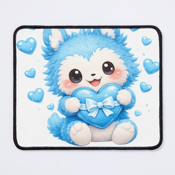 Item preview, Blue Heart Bubu Plush Character - NixWing Comfort Collection designed and sold by NixFire.