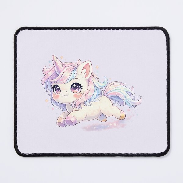 Item preview, Cheerful chibi unicorn in mid-leap – Kawaii illustration designed and sold by FloreDreamStudio.