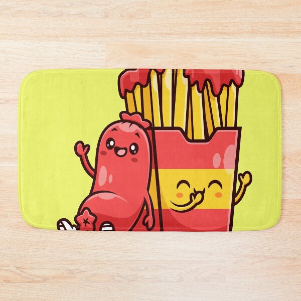 Item preview, Cute Sausage with French Fries – Cartoon Vector Icon Illustration (Food & Object Theme) designed and sold by hjian8219.