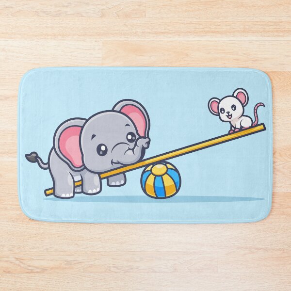 Item preview, Cute Elephant Playing Seesaw with Mouse – Cartoon Vector Icon Illustration (Animal & Holiday Theme) designed and sold by hjian8219.