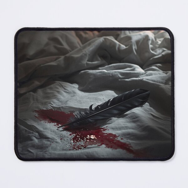 Item preview, Black Feather on the Sheet | Gothic Horror Symbol | The Hali Files Dark Fantasy Art designed and sold by Element Horizon Studio.