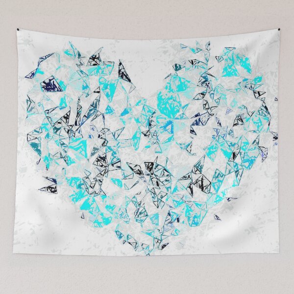 Item preview, blue heart shape abstract with white abstract background designed and sold by Mrvell.