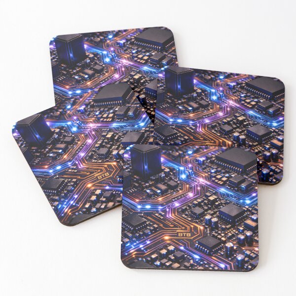 Item preview, Futuristic Circuit Board Glow – Neon Tech Motherboard Art designed and sold by BTBArtwork.