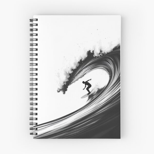 Item preview, Surfer Silhouette Riding Giant Wave - Black Ink Surf Art designed and sold by EllDAV777.