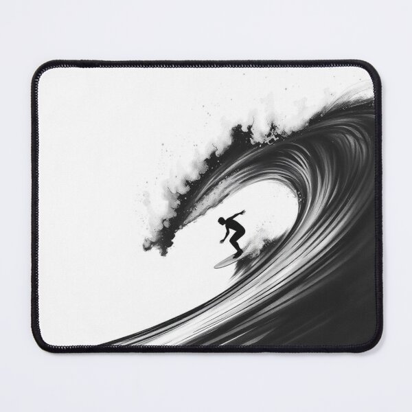 Item preview, Surfer Silhouette Riding Giant Wave - Black Ink Surf Art designed and sold by EllDAV777.