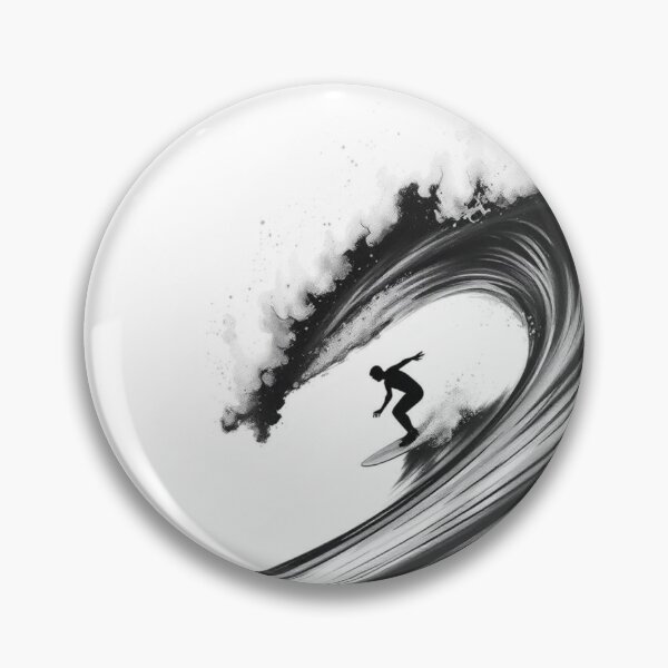 Item preview, Surfer Silhouette Riding Giant Wave - Black Ink Surf Art designed and sold by EllDAV777.
