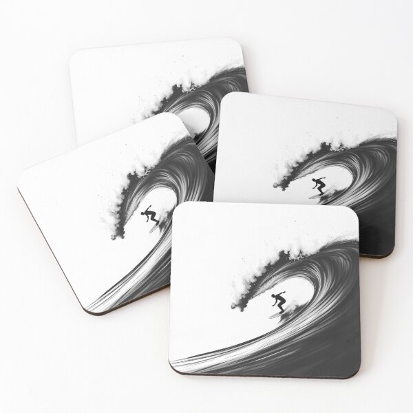 Item preview, Surfer Silhouette Riding Giant Wave - Black Ink Surf Art designed and sold by EllDAV777.