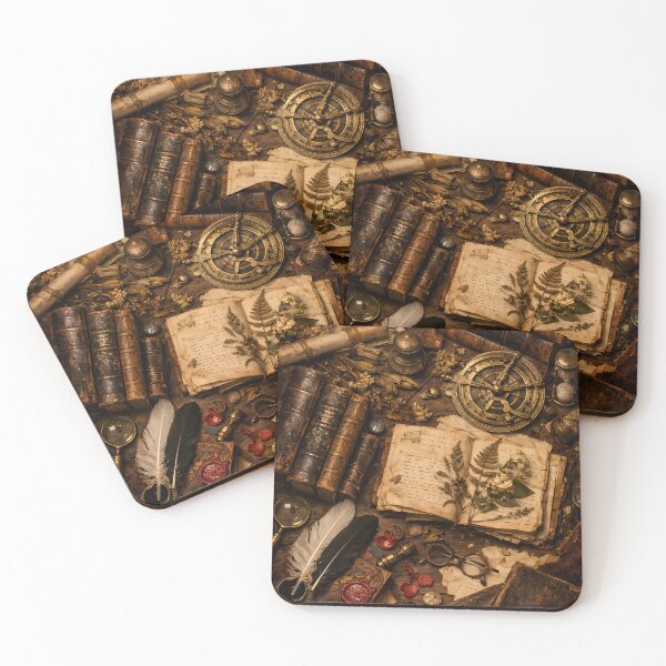 Item preview, Antique Scholar Desk – Vintage Books, Manuscripts and Alchemy Still Life designed and sold by BTBArtwork.