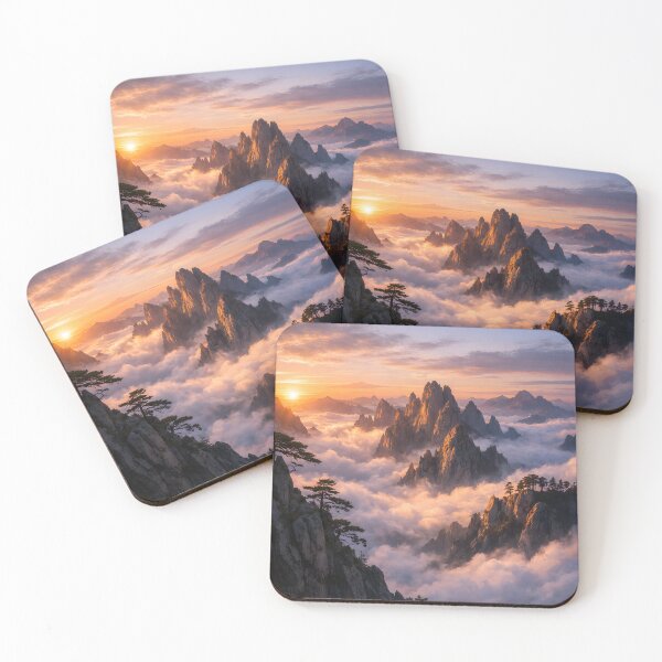 Item preview, Mountain Peaks Above the Clouds at Sunrise – Serene Nature Landscape designed and sold by BTBArtwork.
