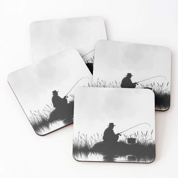 Item preview, Vintage Fisherman Silhouette at Dawn - Peaceful Fishing Art designed and sold by EllDAV777.