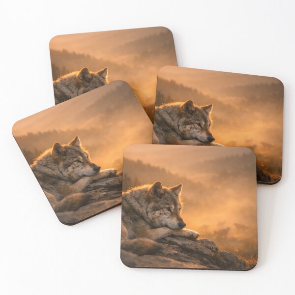 Item preview, Golden Rest – Wolf at Sunset Over the Valley designed and sold by BTBArtwork.