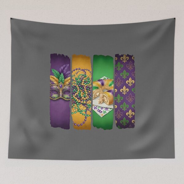 Artikelvorschau, Mardi Gras Four Panel New Orleans Fleur-De-Lis King Cake entworfen und verkauft von KristineLi.
