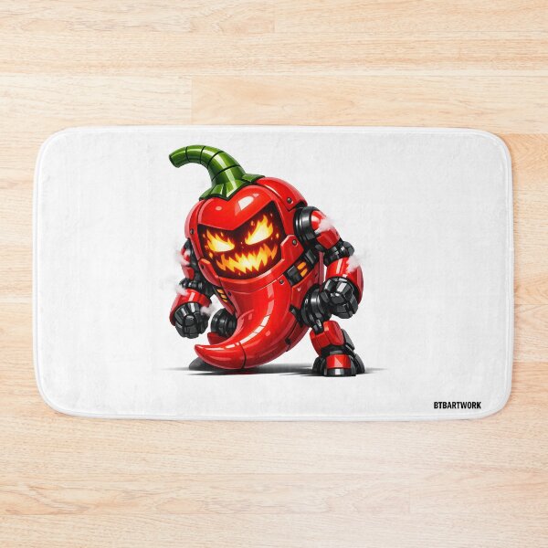 Item preview, Angry Robotic Chili Pepper Character With Fiery Expression designed and sold by BTBArtwork.