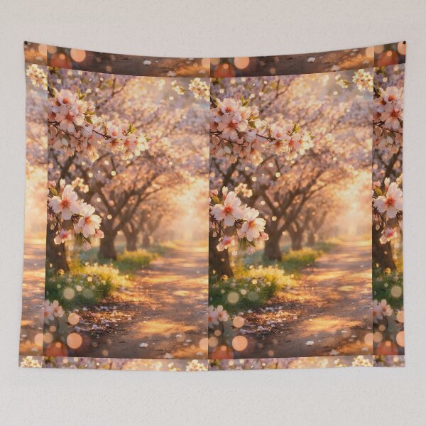 Item preview, Golden Spring Blossom Path – Dreamy Floral Landscape with Warm Light designed and sold by Mobile Cases Store.