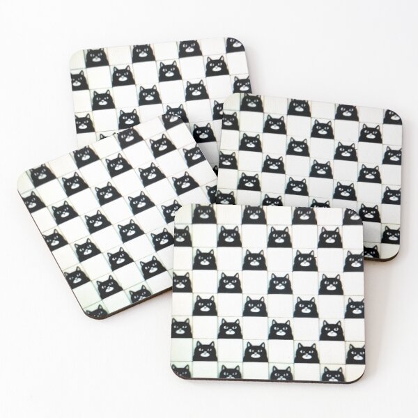 Item preview, Black Cat Pattern Grid - Cute Checkerboard Black Cat Sticker. designed and sold by RBest!.