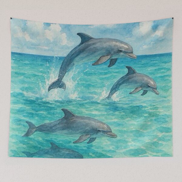 Item preview, Playful Dolphins in a Tropical Sea designed and sold by TinCatOutPost.