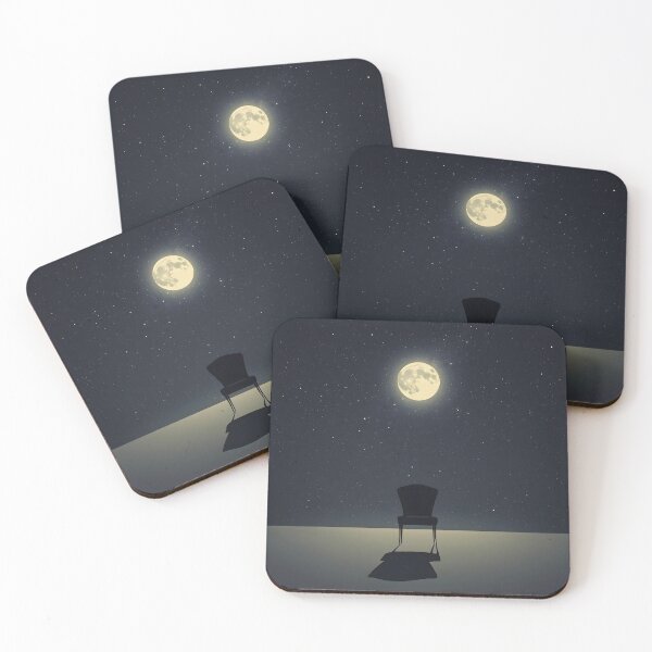 Item preview, The Midnight Seat: Modern Minimalist Surreal Full Moon and Starry Sky Wall Art designed and sold by Cozyartsss.