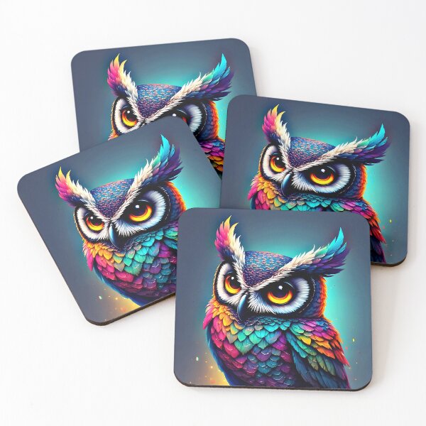 Item preview, Rainbow Owl Neon Feather Style designed and sold by Neer arts.