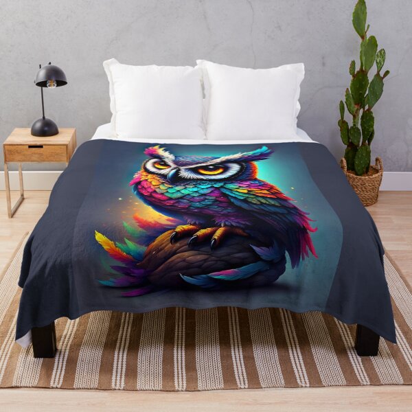 Item preview, Rainbow Owl Neon Feather Style designed and sold by Neer arts.
