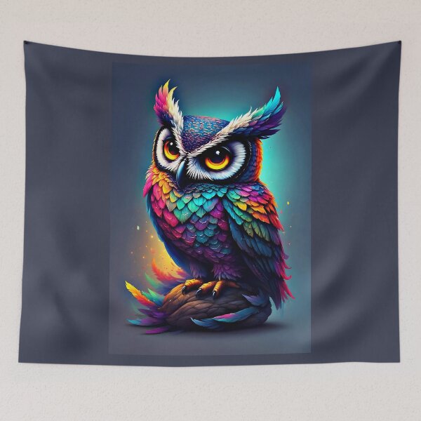 Item preview, Rainbow Owl Neon Feather Style designed and sold by Neer arts.