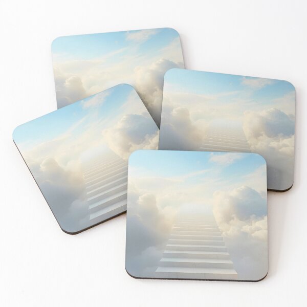 Item preview, Heavenly Ascent: Minimalist Marble Stairway to Heaven in Clouds Art designed and sold by Cozyartsss.